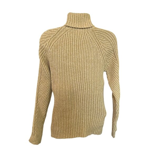Sundance Turtleneck Sweater M Beige Ribbed Knit  Pullover Cozy Chic Minimalist - Picture 3 of 7